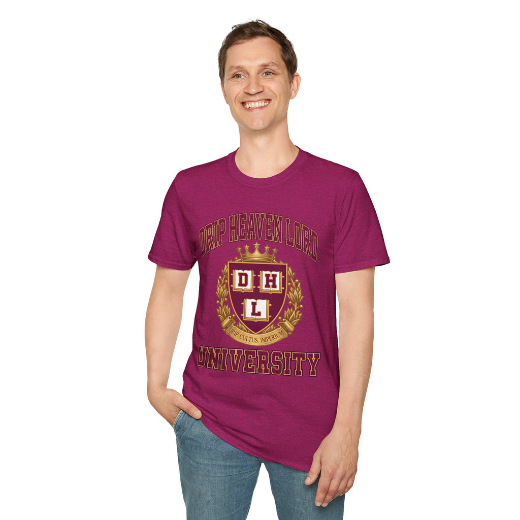 Drip Heaven Lord University T‑Shirt — Collegiate Crest Logo