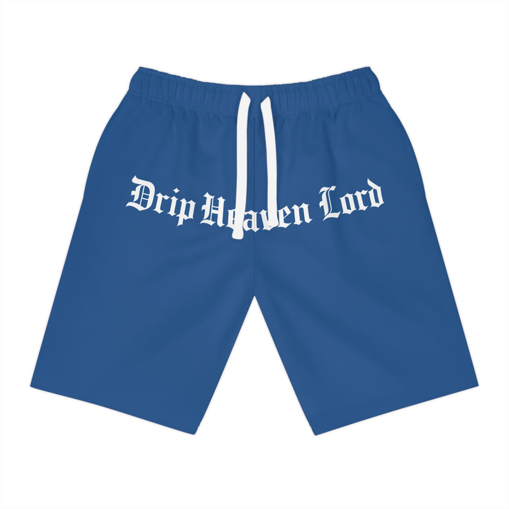 Drip Heaven Lord – Gothic Script Men’s Performance Athletic Shorts (Blue)