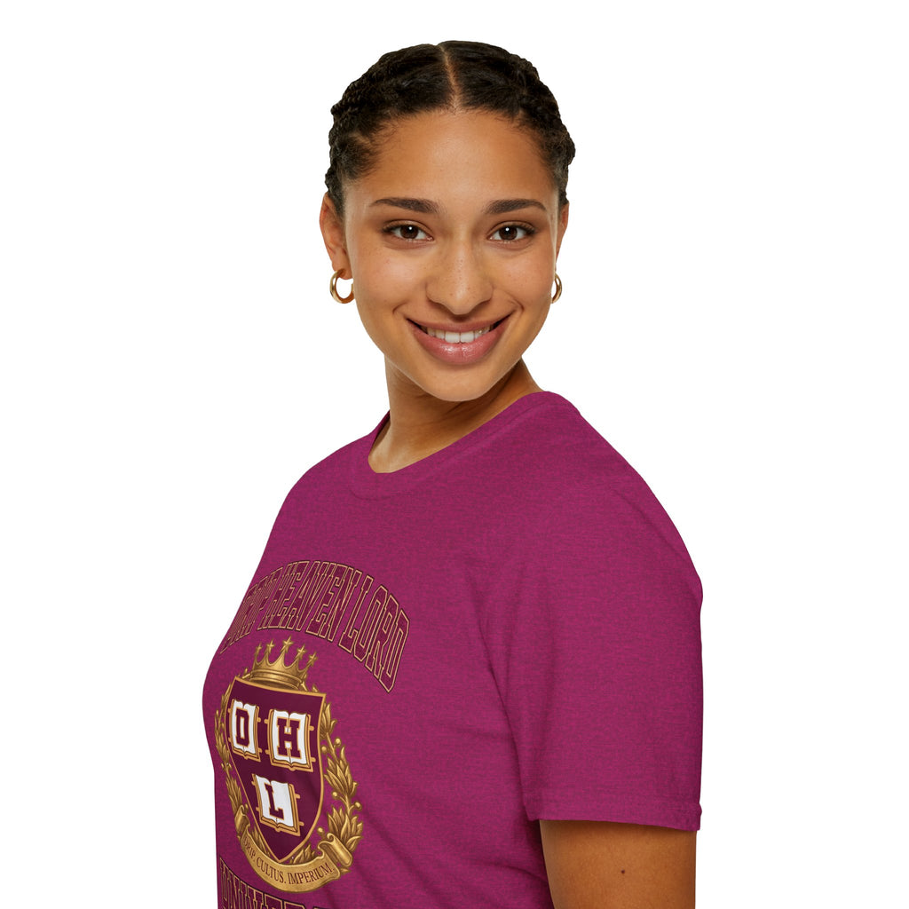 Drip Heaven Lord University T‑Shirt — Collegiate Crest Logo