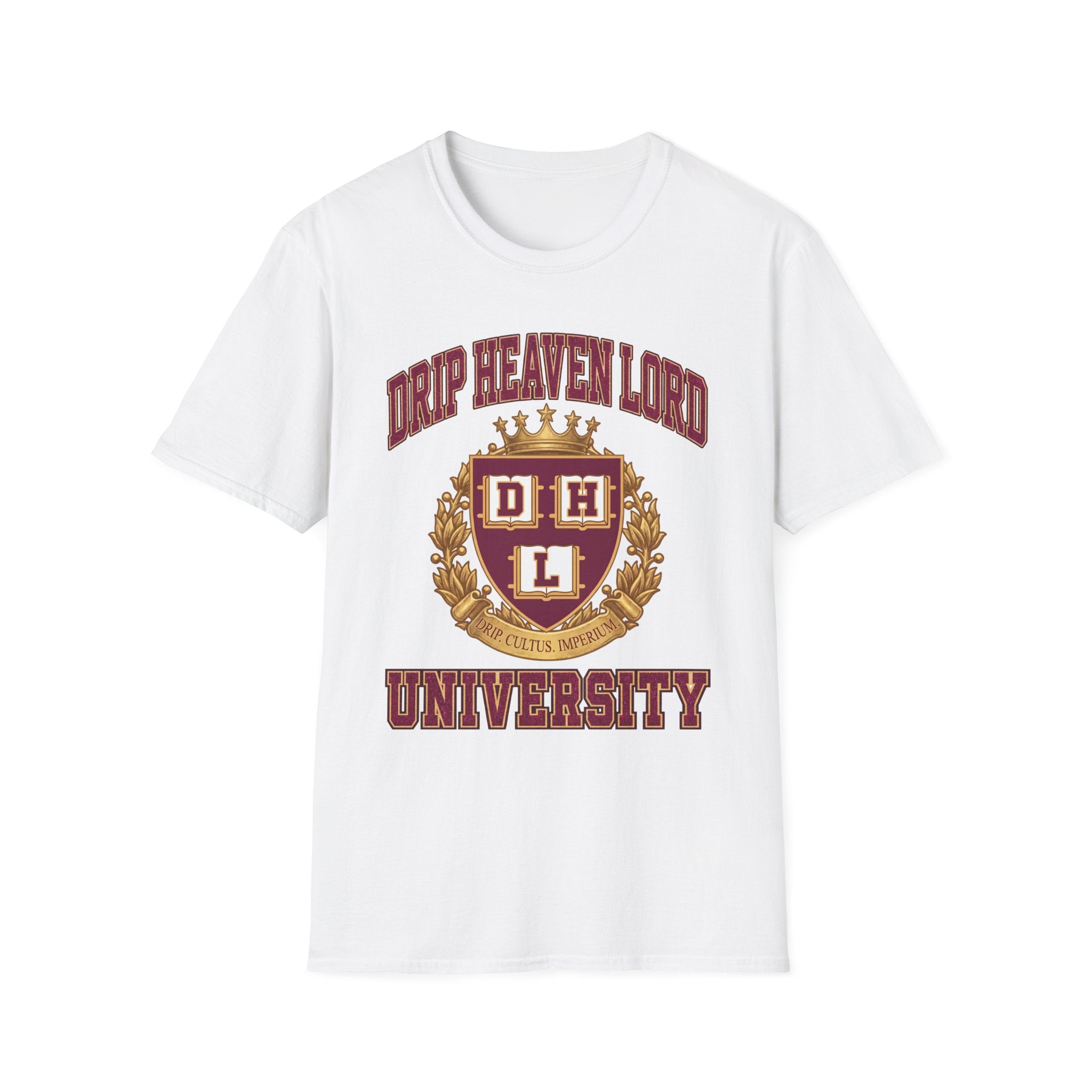 Drip Heaven Lord University T‑Shirt — Collegiate Crest Logo