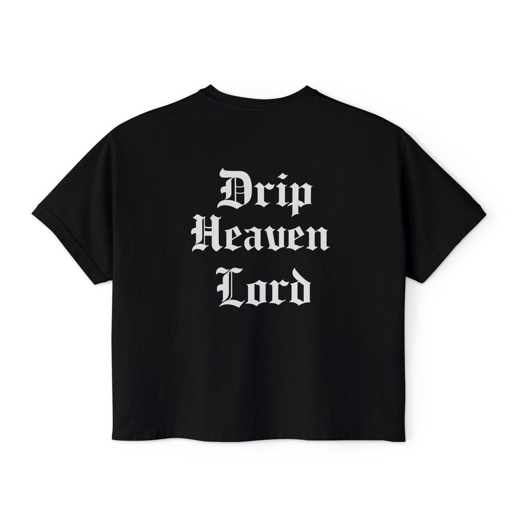 Drip Heaven Lord – Gothic Script Women’s Oversized Boxy Tee