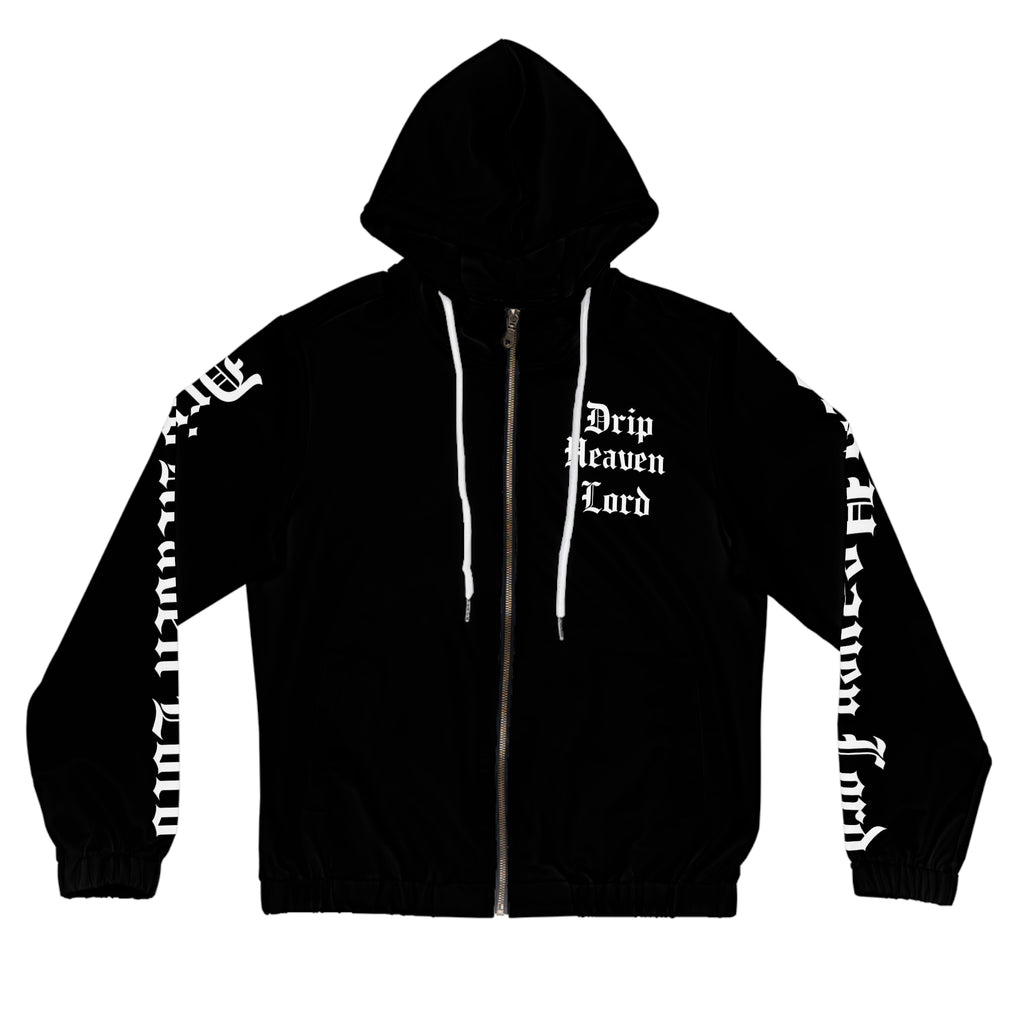 Drip Heaven Lord – Gothic Script Women’s Full‑Zip Hoodie (Black)