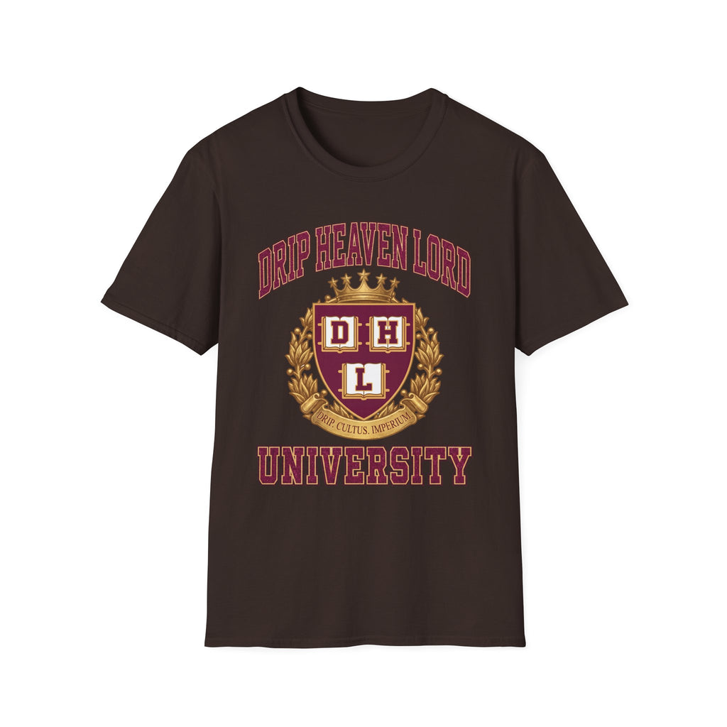 Drip Heaven Lord University T‑Shirt — Collegiate Crest Logo