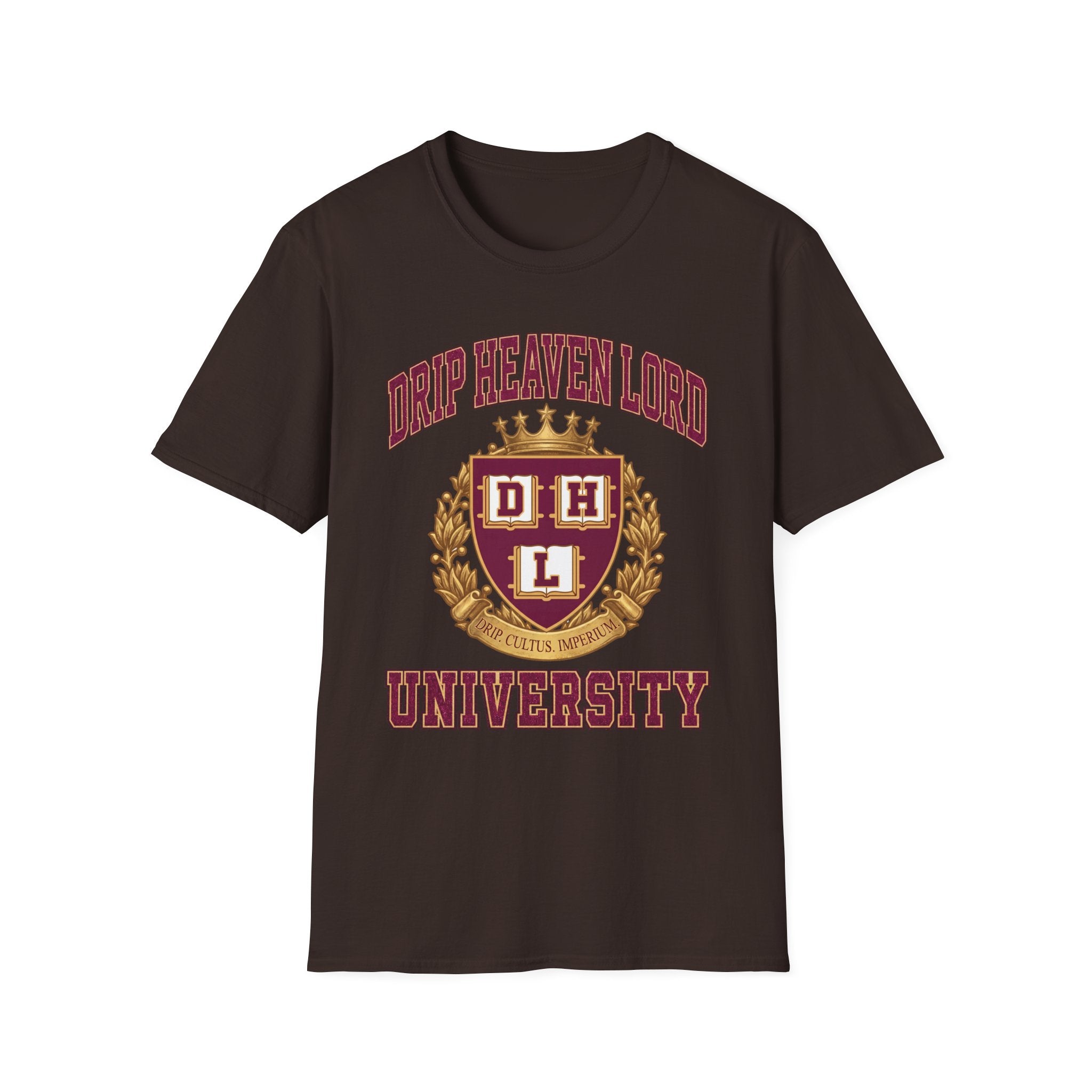 Drip Heaven Lord University T‑Shirt — Collegiate Crest Logo