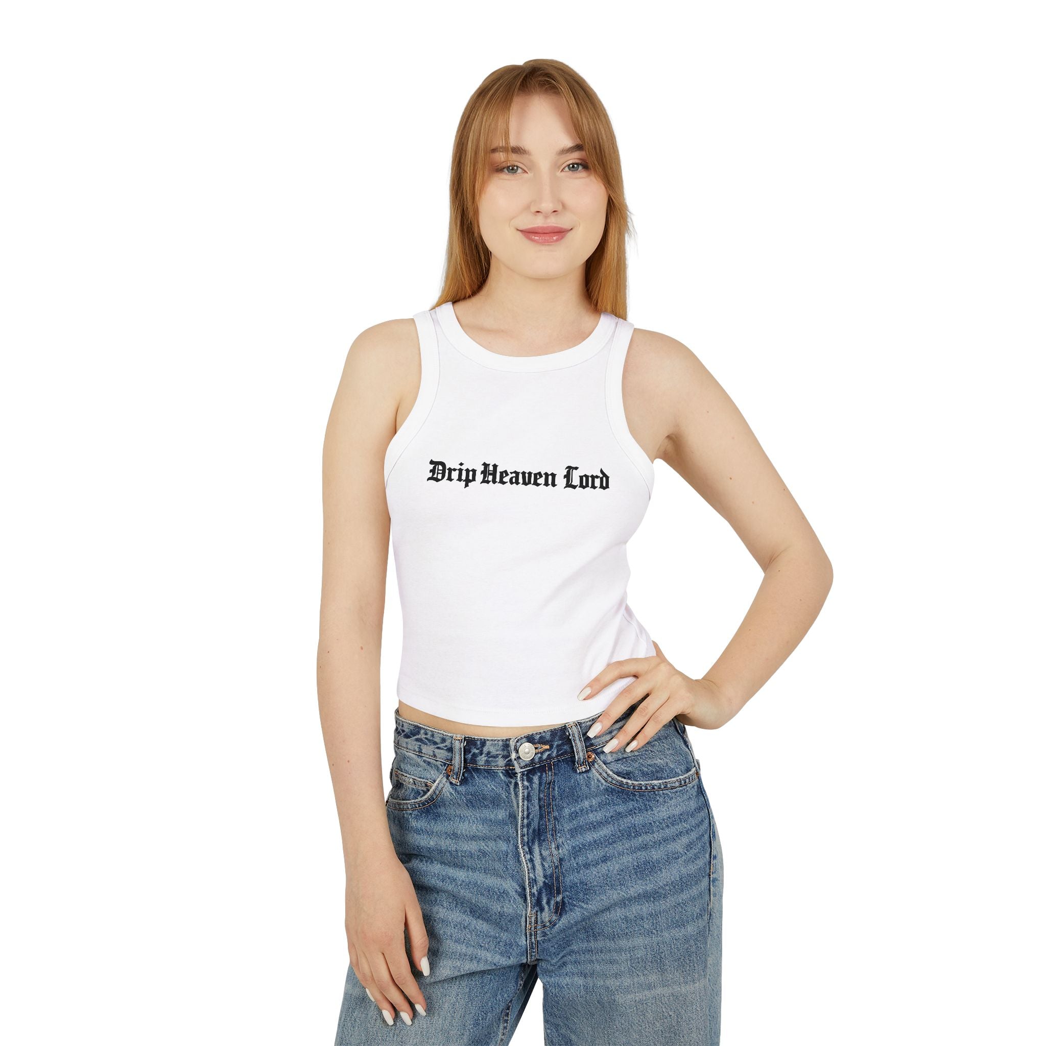 Drip Heaven Lord – Gothic Script Women’s Fitted Ribbed Tank