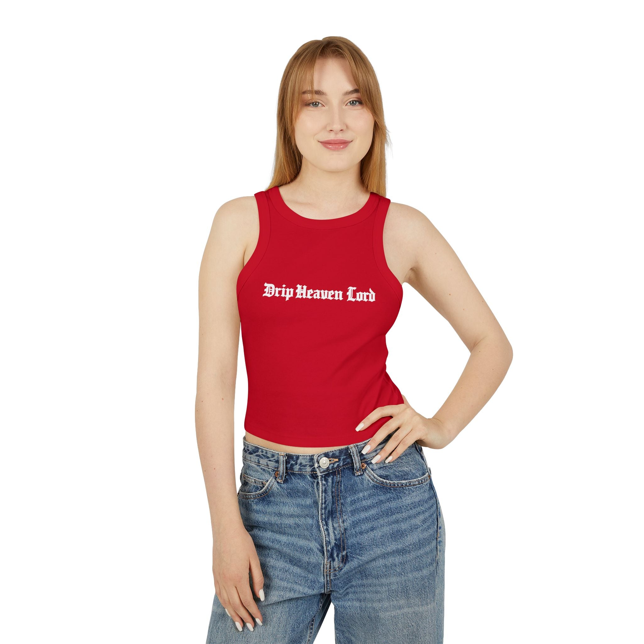 Drip Heaven Lord – Gothic Script Women’s Fitted Ribbed Tank