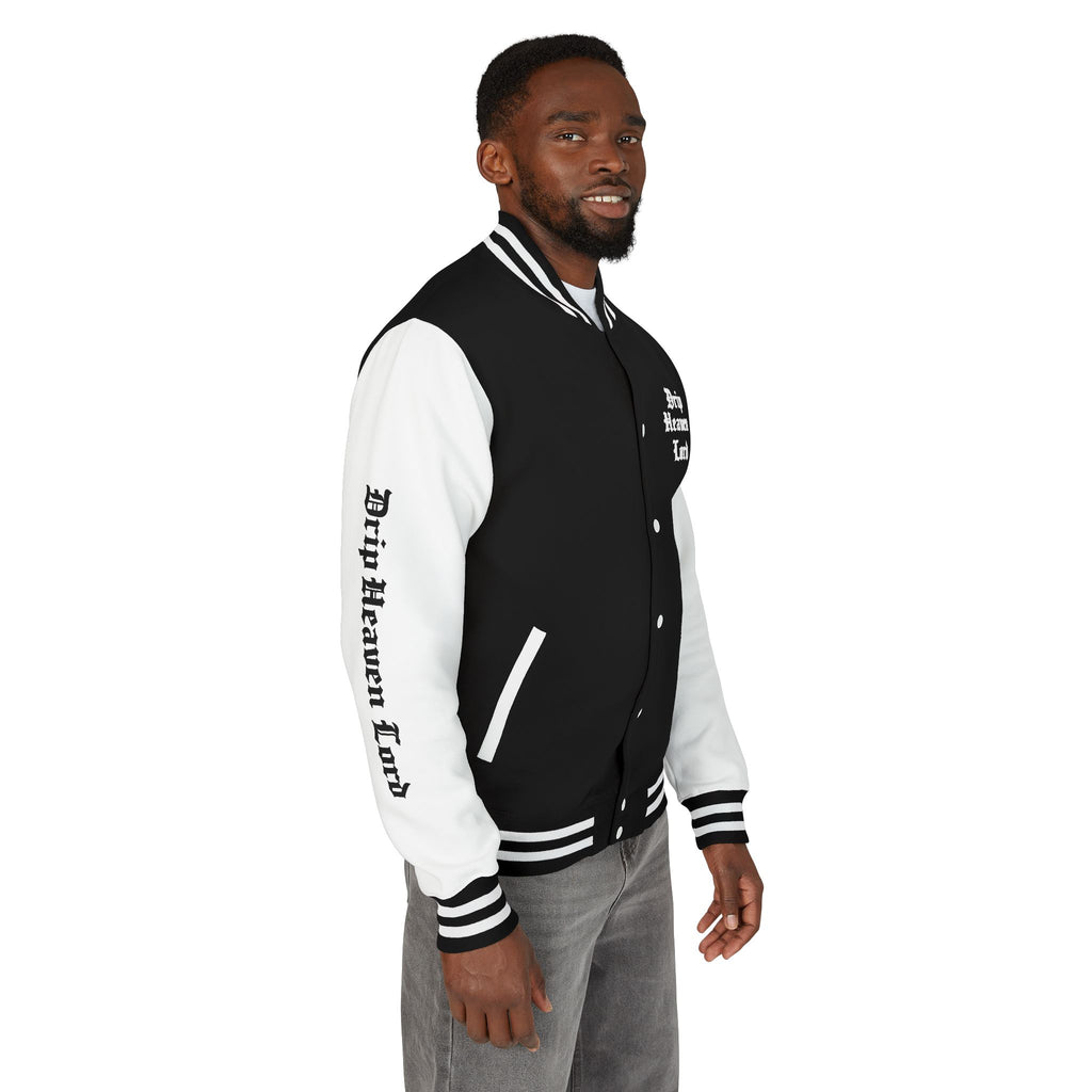 Drip Heaven Lord – Mens Gothic Script Letterman Jacket