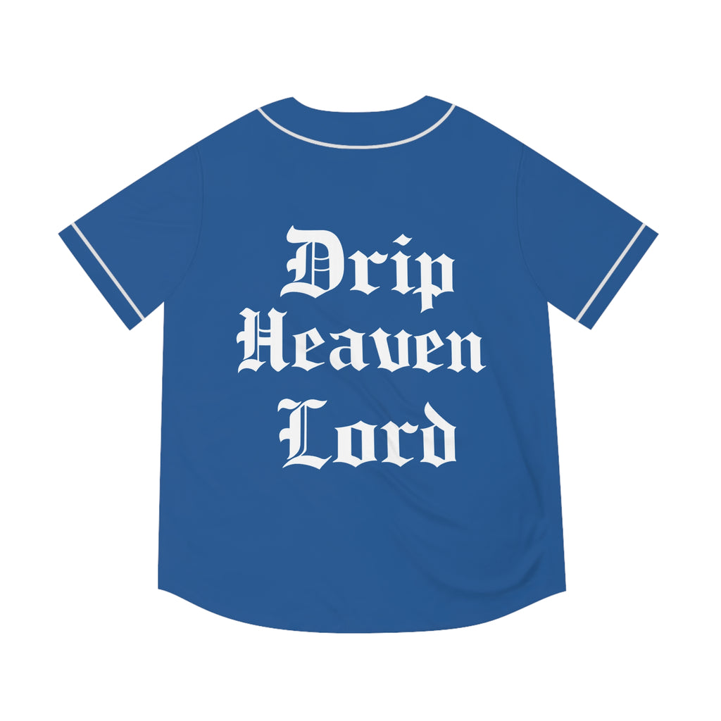 Drip Heaven Lord – Gothic Script Men’s Baseball Jersey (Blue)
