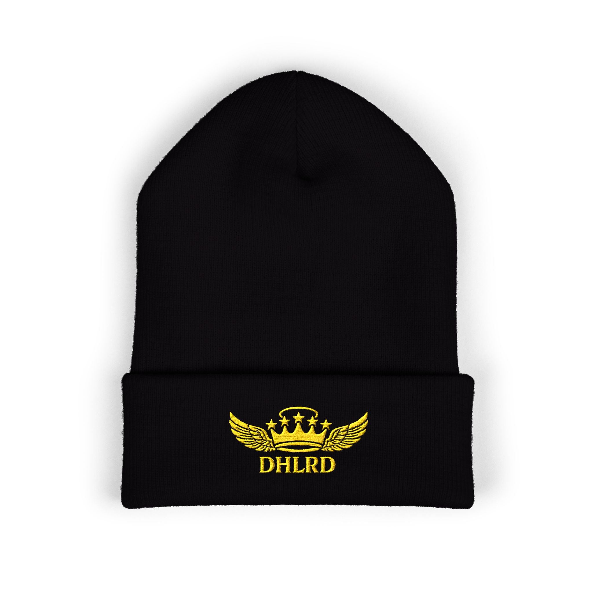 Drip Heaven Lord – Crown & Wings Embroidered Beanie | 12” Cuffed, Hypoallergenic Acrylic