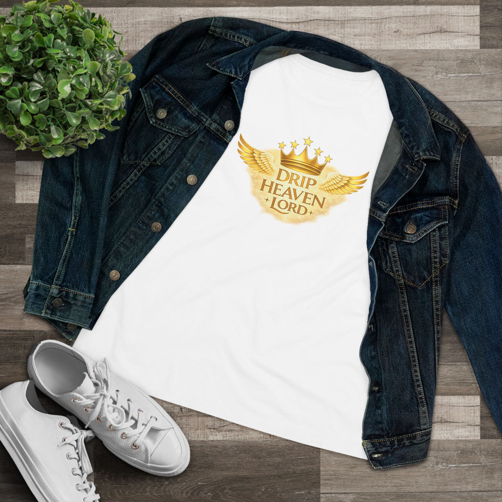Drip Heaven Lord Tee - Women's Gold Crest Graphic T-Shirt