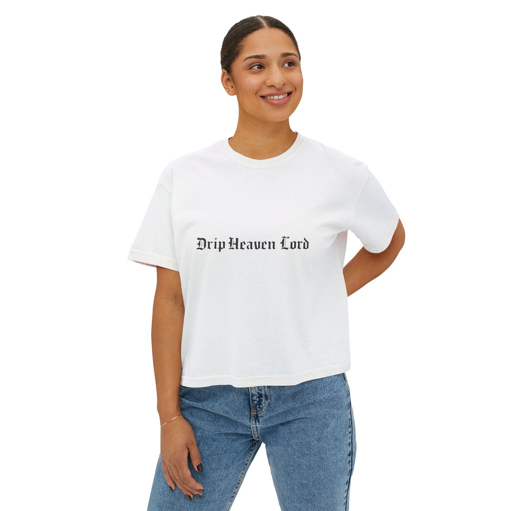 Drip Heaven Lord – Gothic Script Women’s Oversized Boxy Tee