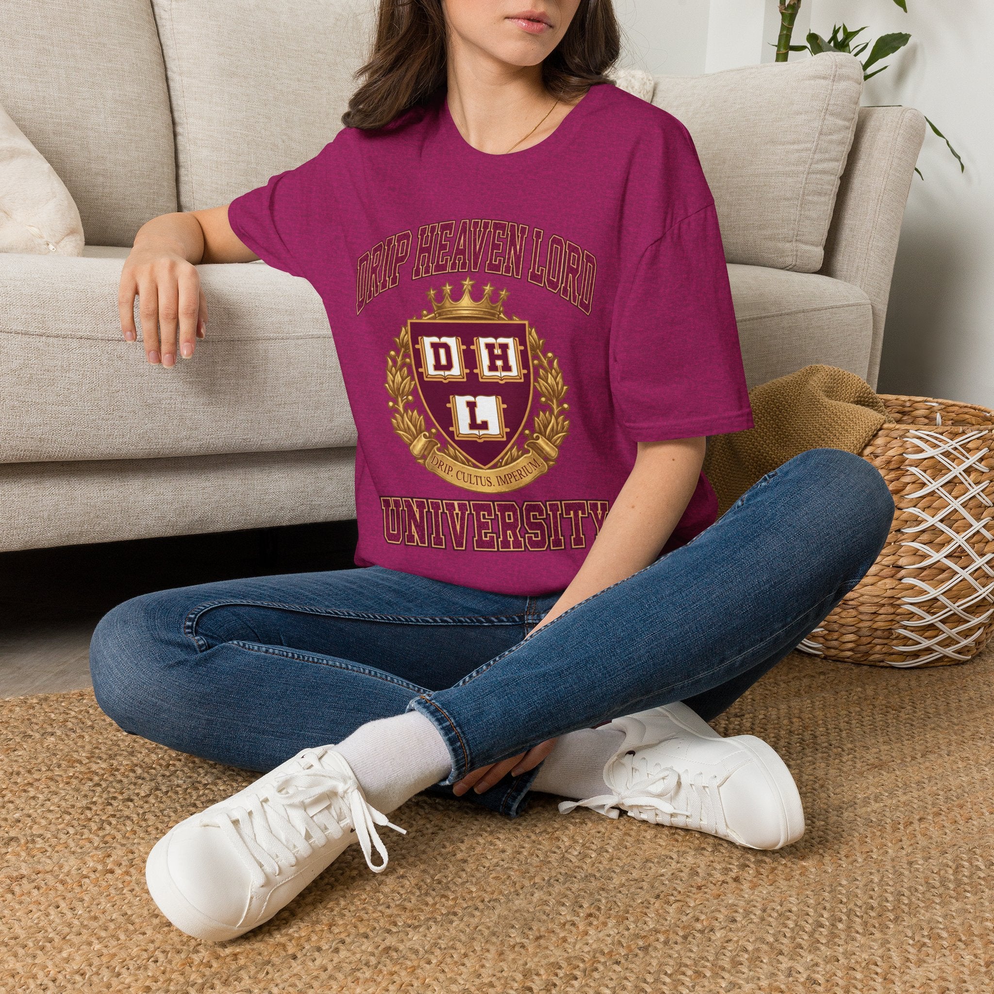 Drip Heaven Lord University T‑Shirt — Collegiate Crest Logo