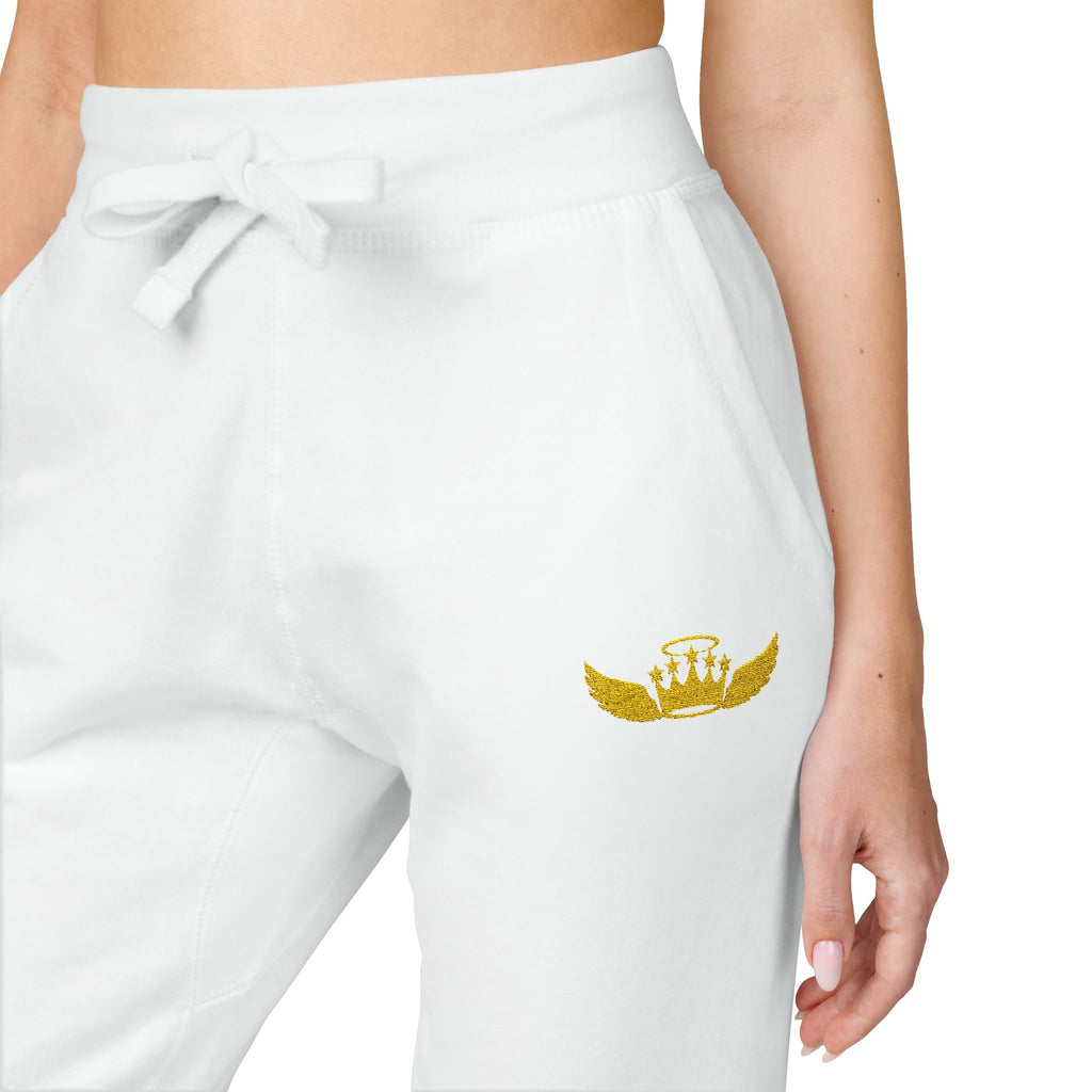 Drip Heaven Lord – Women’s Crown & Wings Fleece Sweatpants (Embroidered Logo)