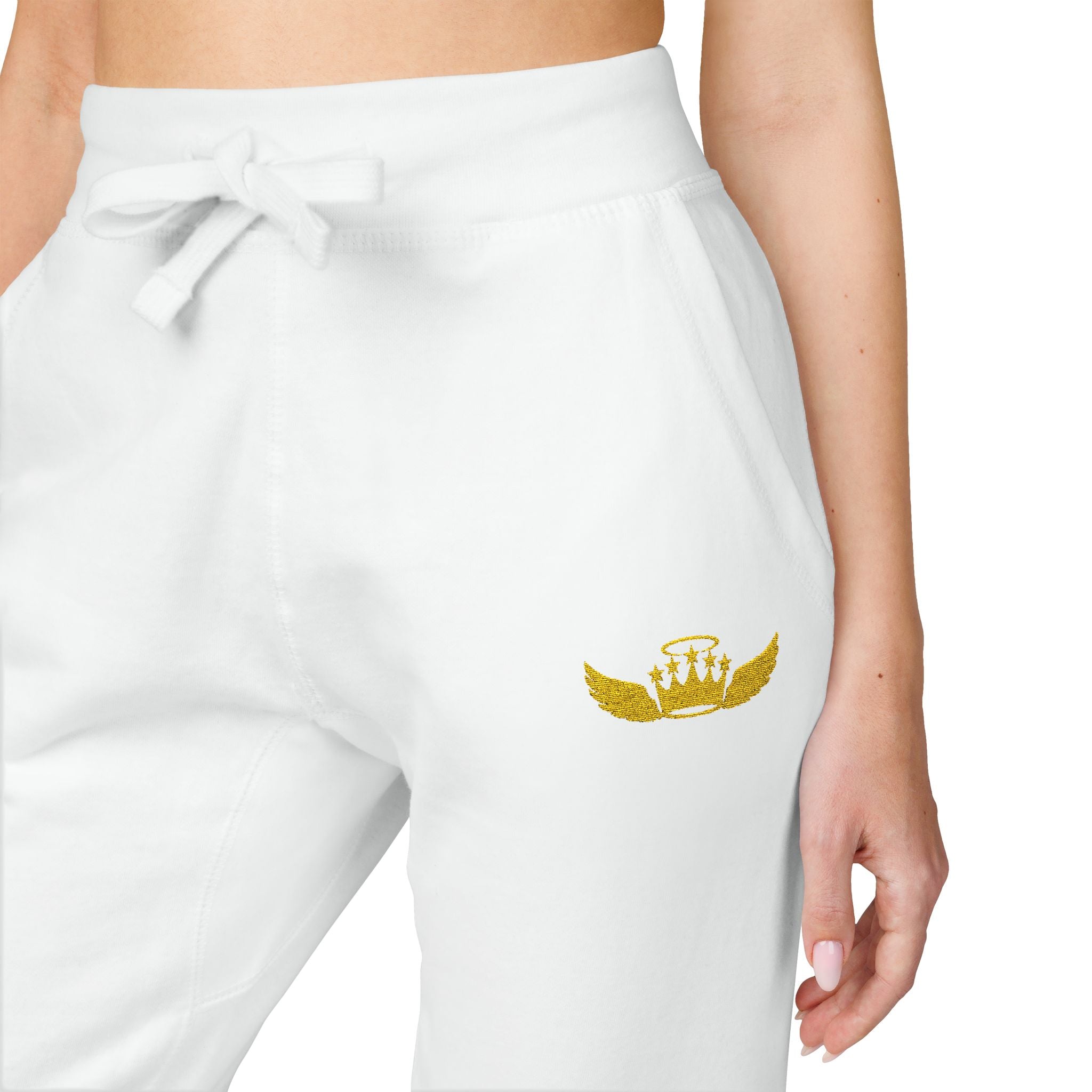 Drip Heaven Lord – Women’s Crown & Wings Fleece Sweatpants (Embroidered Logo)