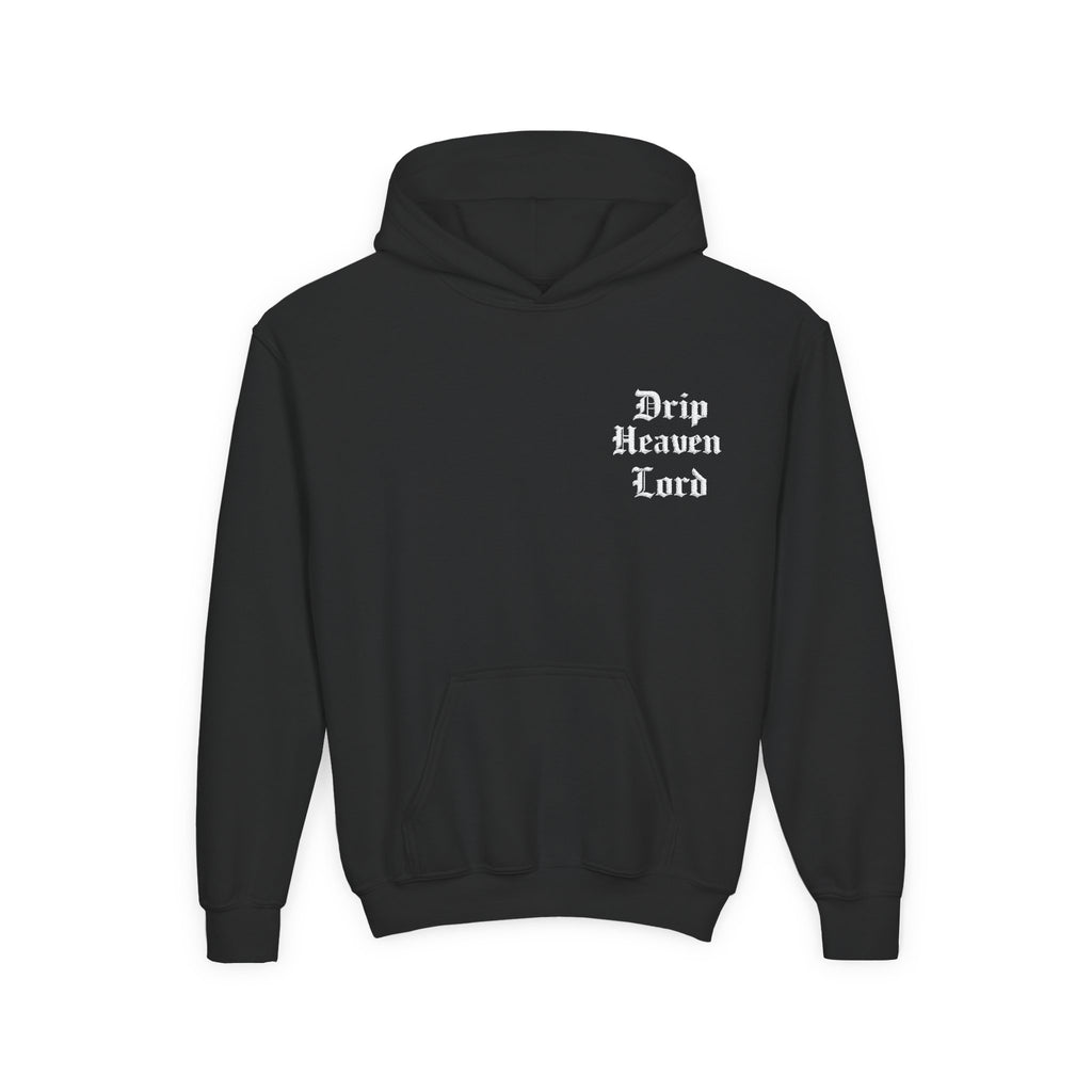 Drip Heaven Lord – Gothic Script Youth Hoodie