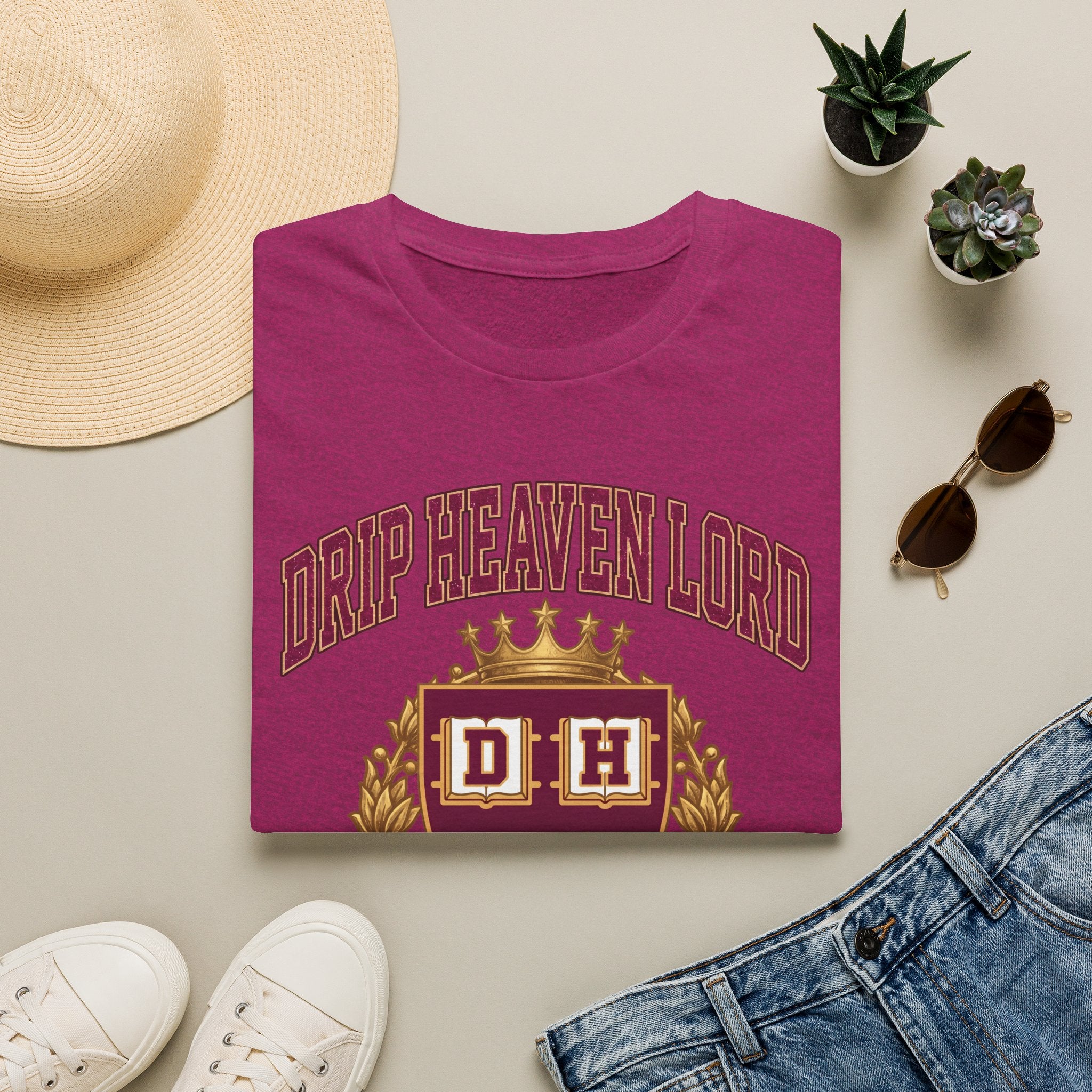 Drip Heaven Lord University T‑Shirt — Collegiate Crest Logo