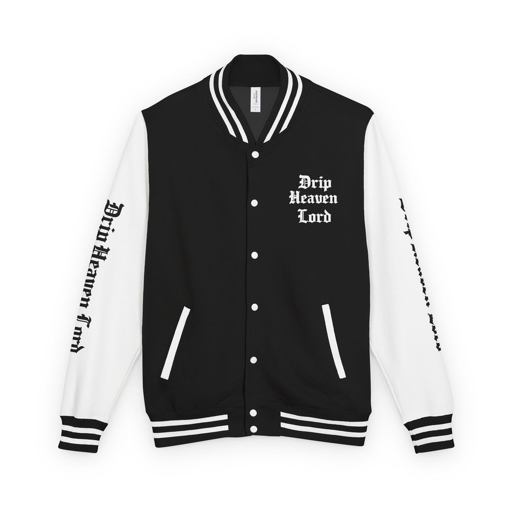 Drip Heaven Lord – Mens Gothic Script Letterman Jacket