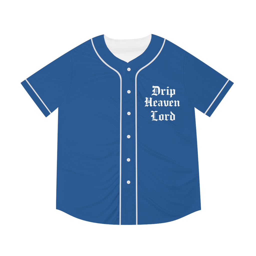 Drip Heaven Lord – Gothic Script Men’s Baseball Jersey (Blue)