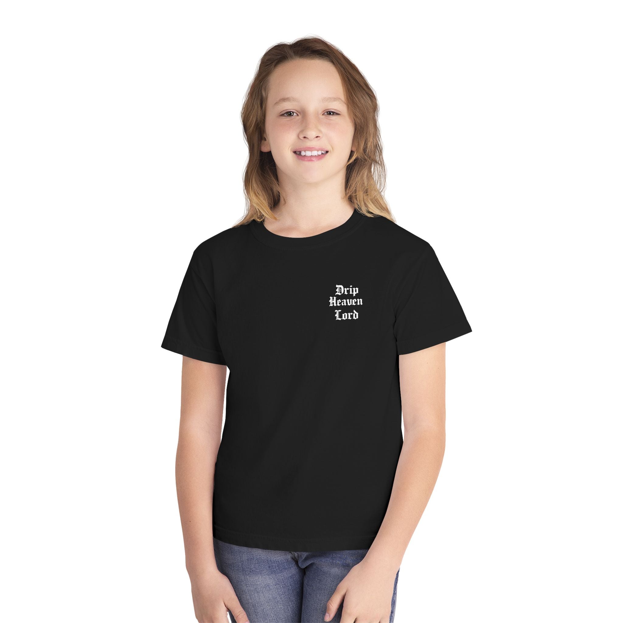 Drip Heaven Lord – Gothic Script Youth T-Shirt