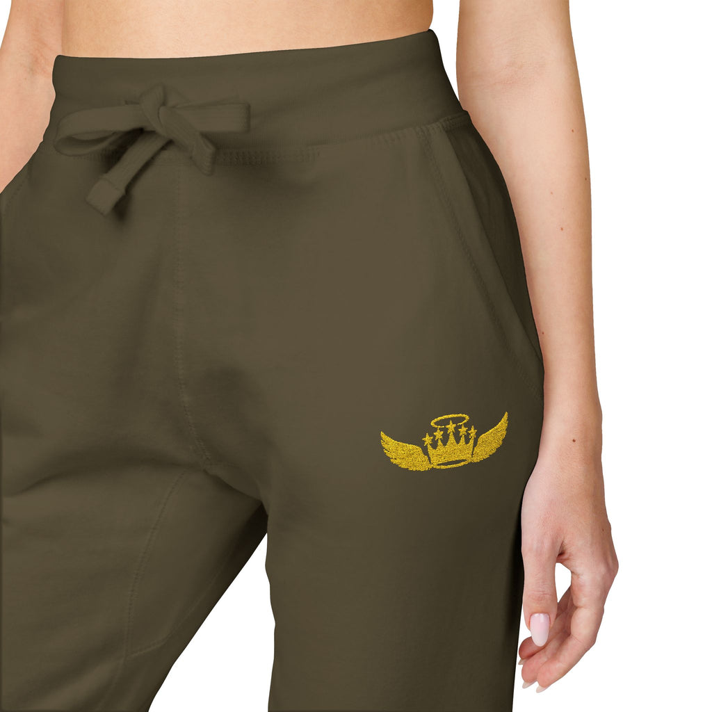 Drip Heaven Lord – Women’s Crown & Wings Fleece Sweatpants (Embroidered Logo)