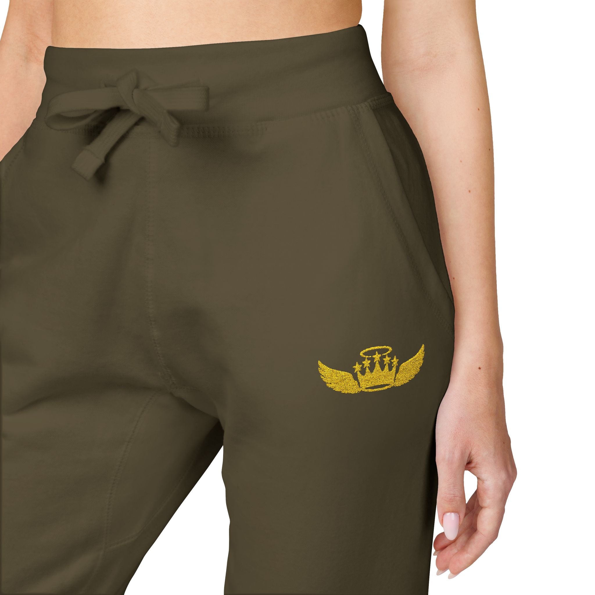 Drip Heaven Lord – Women’s Crown & Wings Fleece Sweatpants (Embroidered Logo)