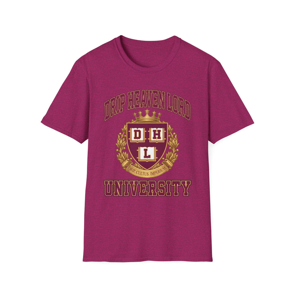 Drip Heaven Lord University T‑Shirt — Collegiate Crest Logo
