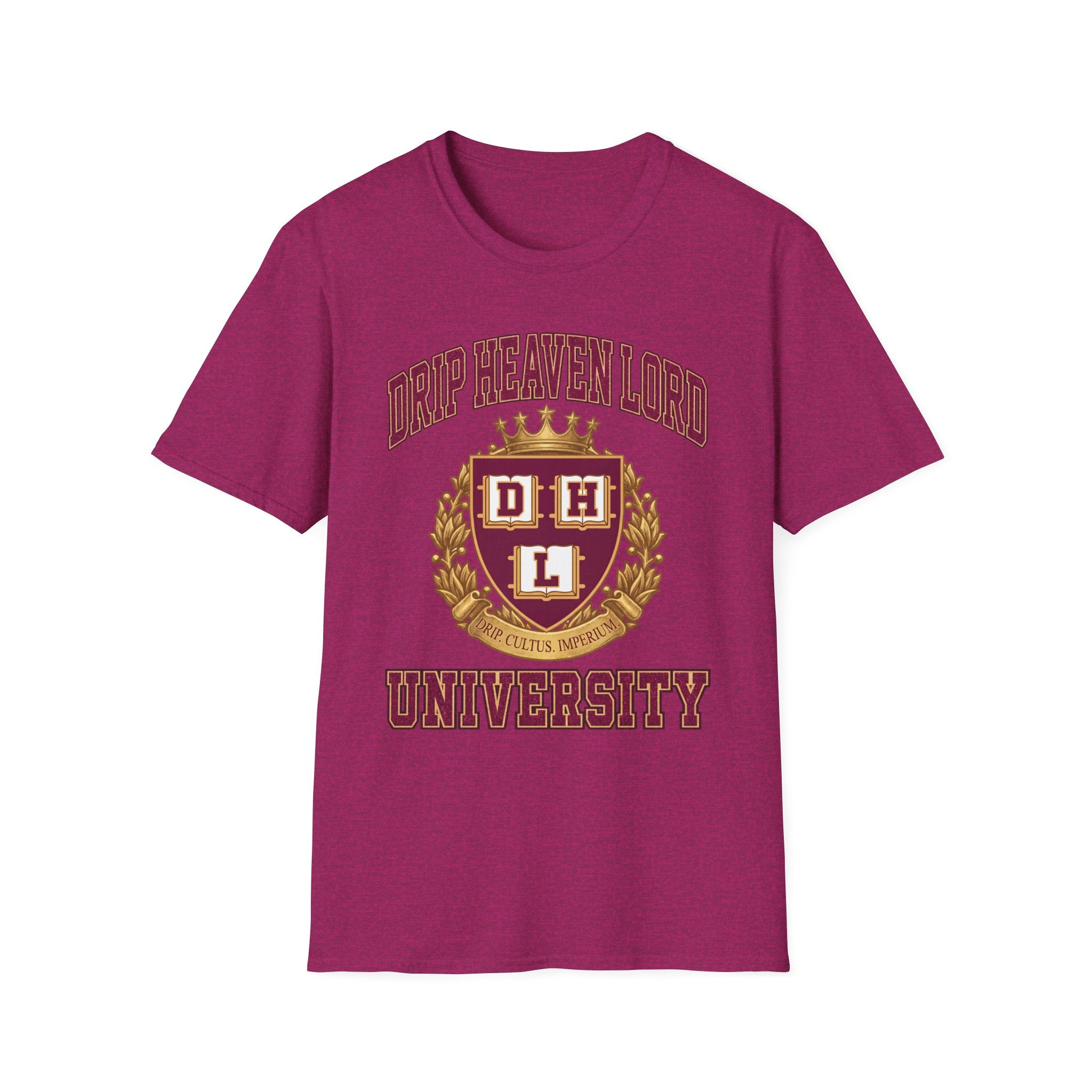 Drip Heaven Lord University T‑Shirt — Collegiate Crest Logo