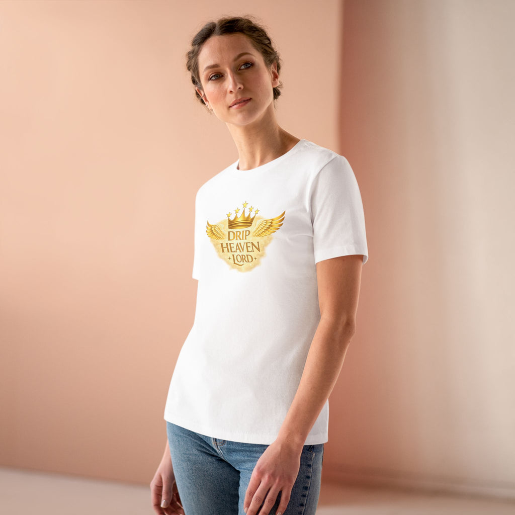 Drip Heaven Lord Tee - Women's Gold Crest Graphic T-Shirt