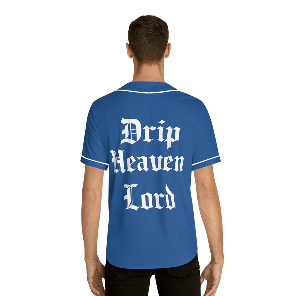 Drip Heaven Lord – Gothic Script Men’s Baseball Jersey (Blue)