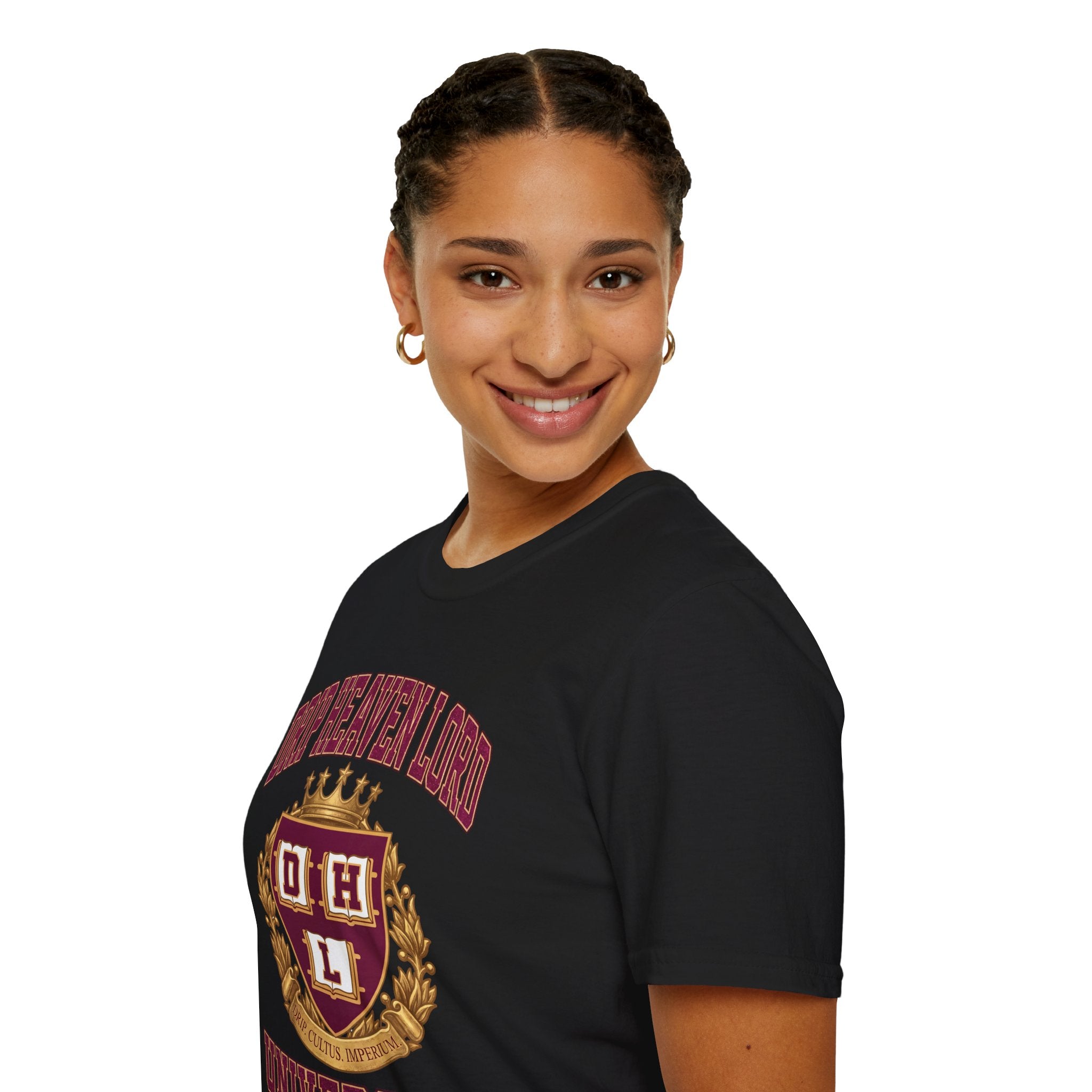 Drip Heaven Lord University T‑Shirt — Collegiate Crest Logo