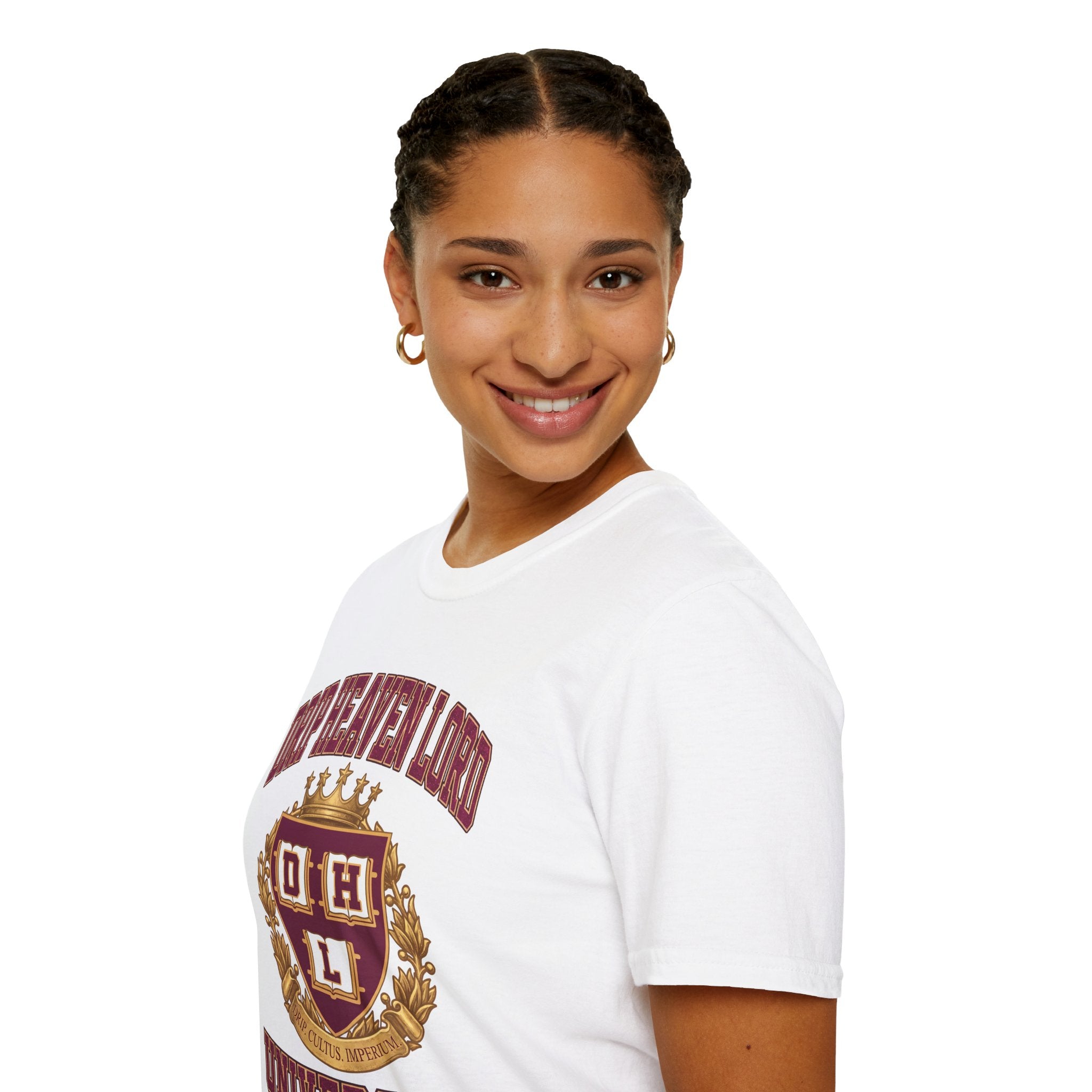 Drip Heaven Lord University T‑Shirt — Collegiate Crest Logo