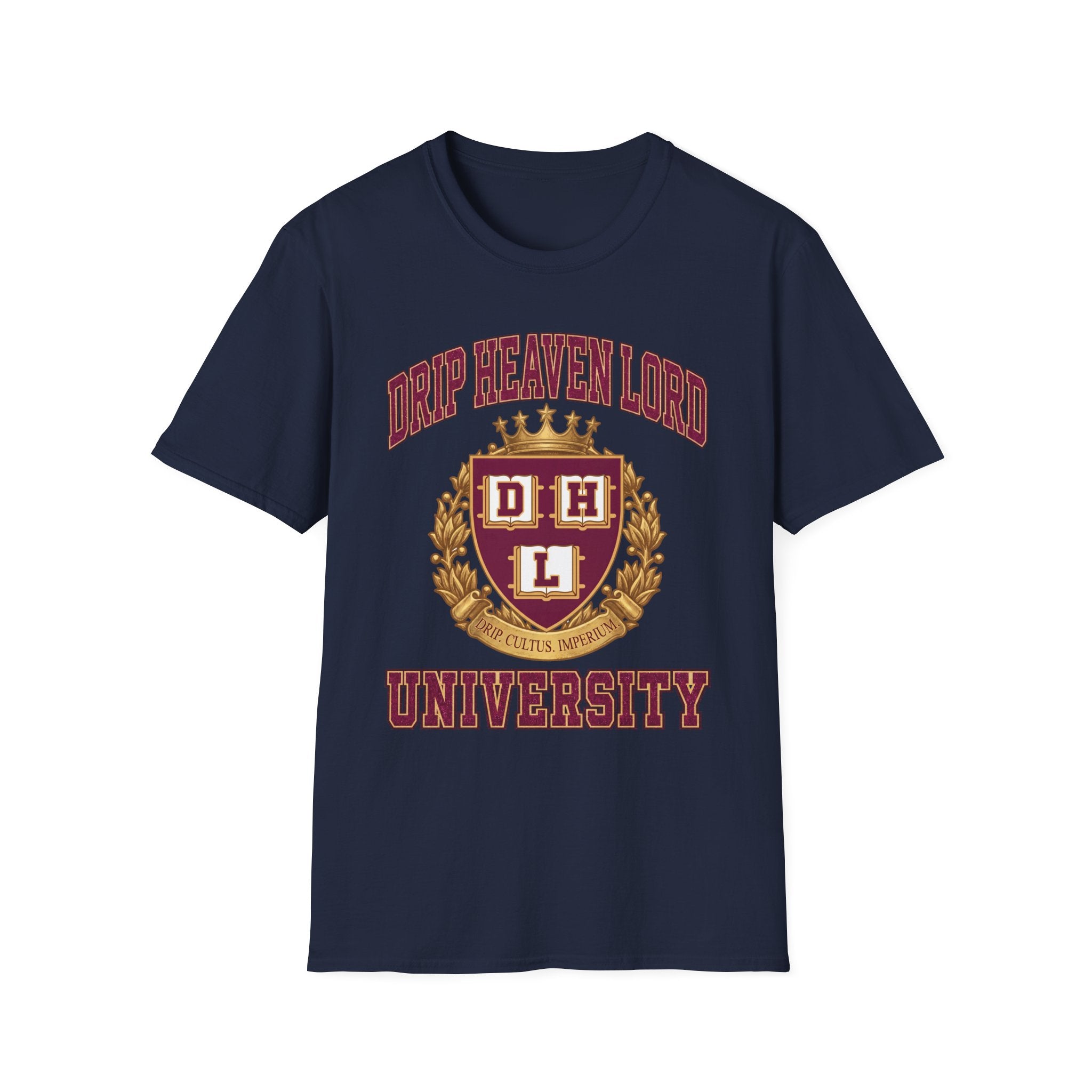 Drip Heaven Lord University T‑Shirt — Collegiate Crest Logo
