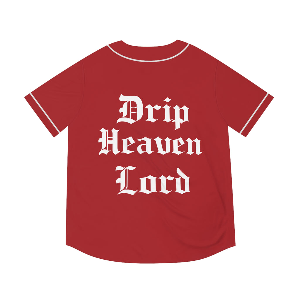 Drip Heaven Lord – Gothic Script Men’s Baseball Jersey (Red)