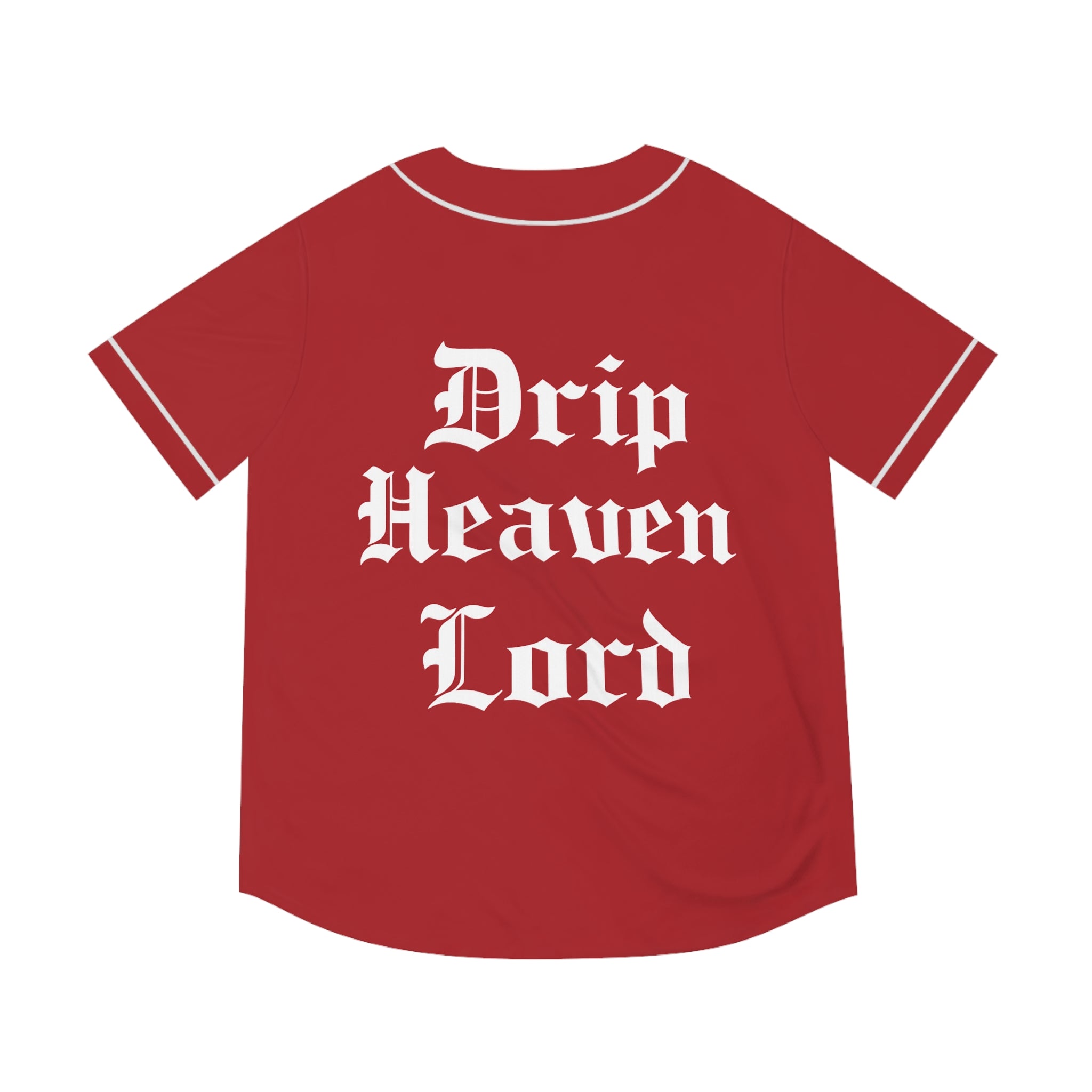 Drip Heaven Lord – Gothic Script Men’s Baseball Jersey (Red)
