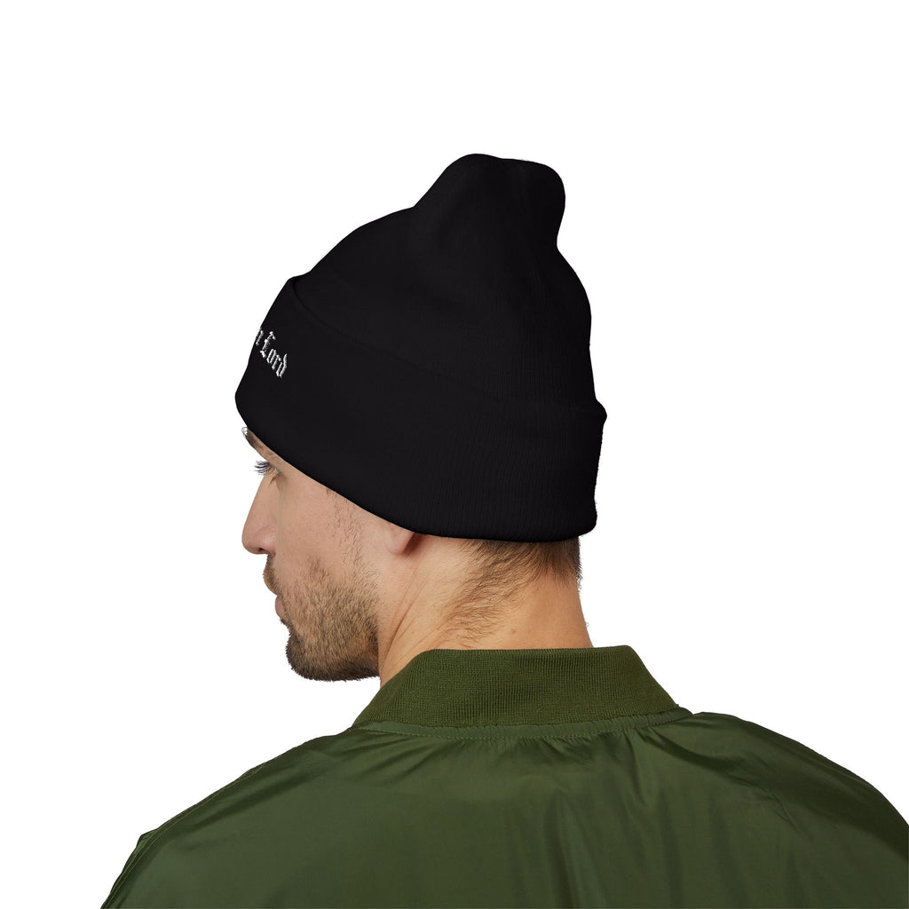 Drip Heaven Lord – Gothic Script Embroidered Cuffed Beanie