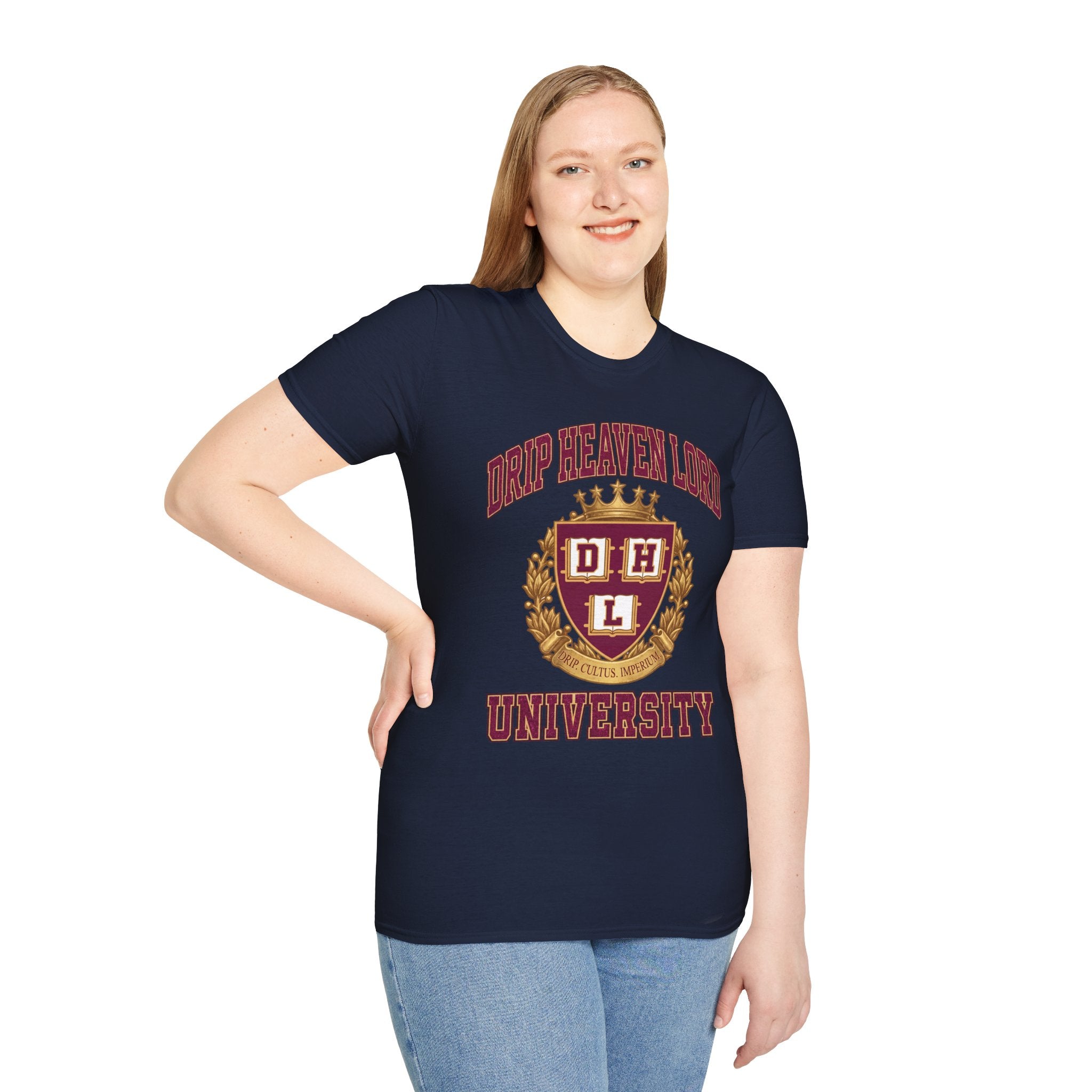 Drip Heaven Lord University T‑Shirt — Collegiate Crest Logo