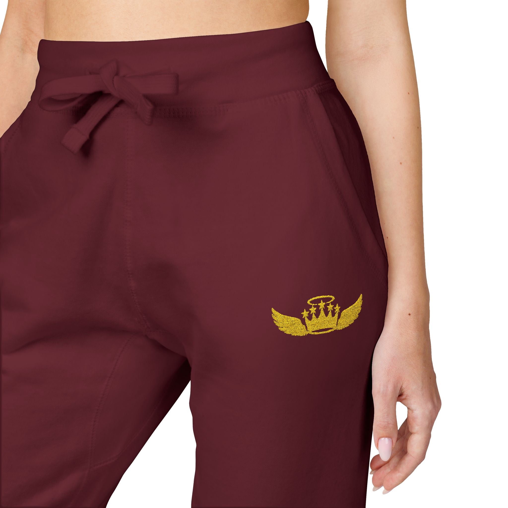 Drip Heaven Lord – Women’s Crown & Wings Fleece Sweatpants (Embroidered Logo)