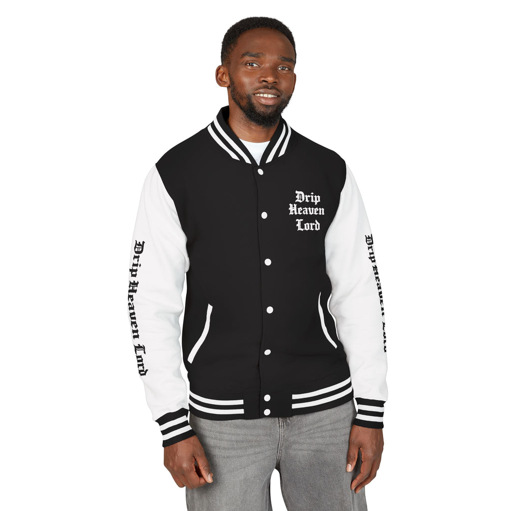 Drip Heaven Lord – Mens Gothic Script Letterman Jacket