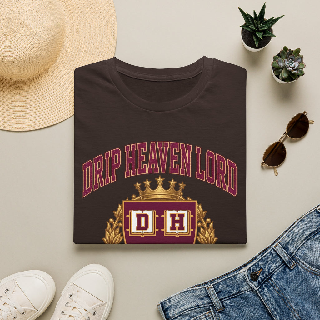 Drip Heaven Lord University T‑Shirt — Collegiate Crest Logo