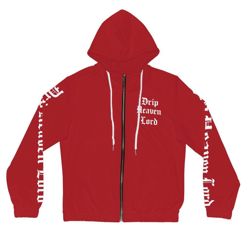 Drip Heaven Lord – Gothic Script Women’s Full‑Zip Hoodie (Red)