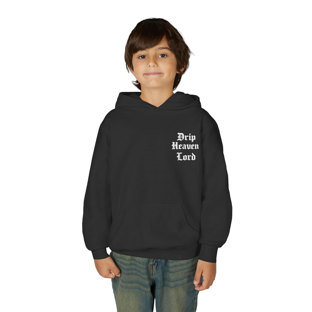 Drip Heaven Lord – Gothic Script Youth Hoodie