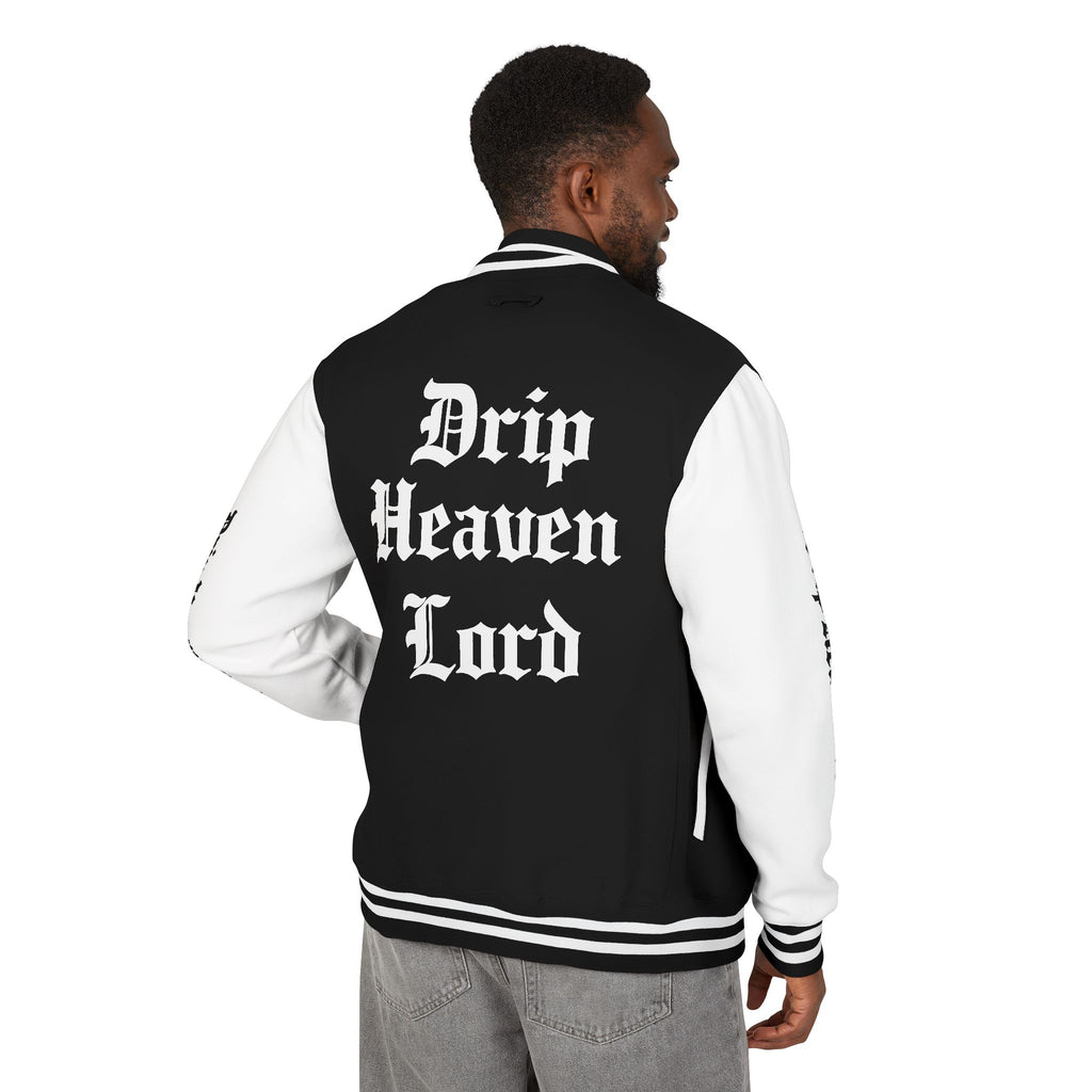 Drip Heaven Lord – Mens Gothic Script Letterman Jacket