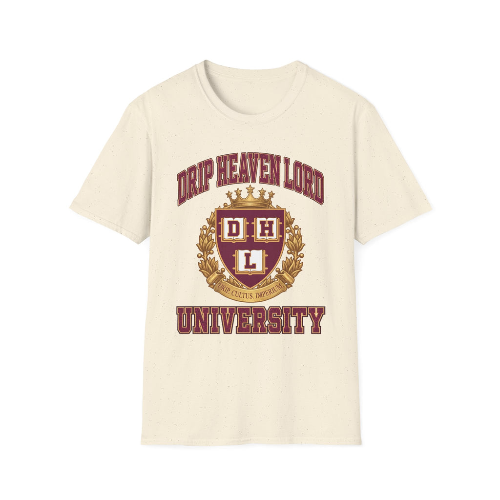 Drip Heaven Lord University T‑Shirt — Collegiate Crest Logo