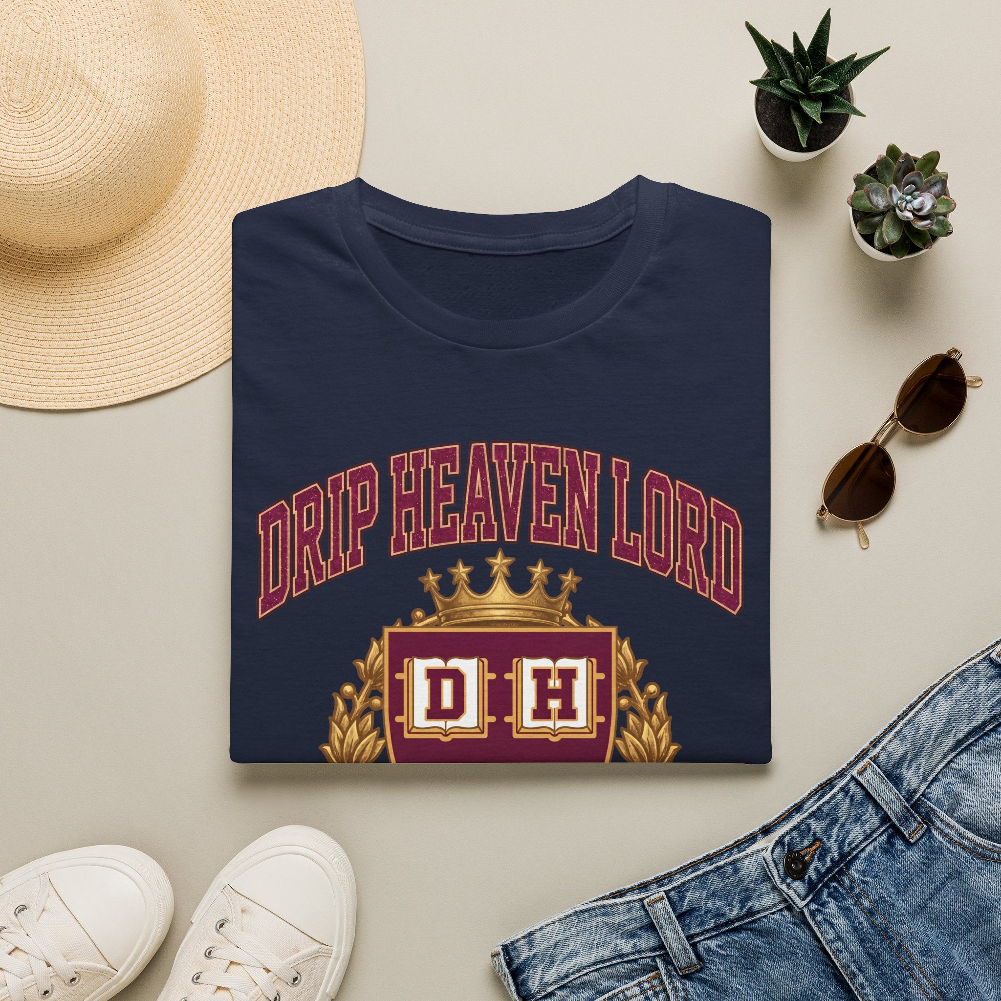 Drip Heaven Lord University T‑Shirt — Collegiate Crest Logo