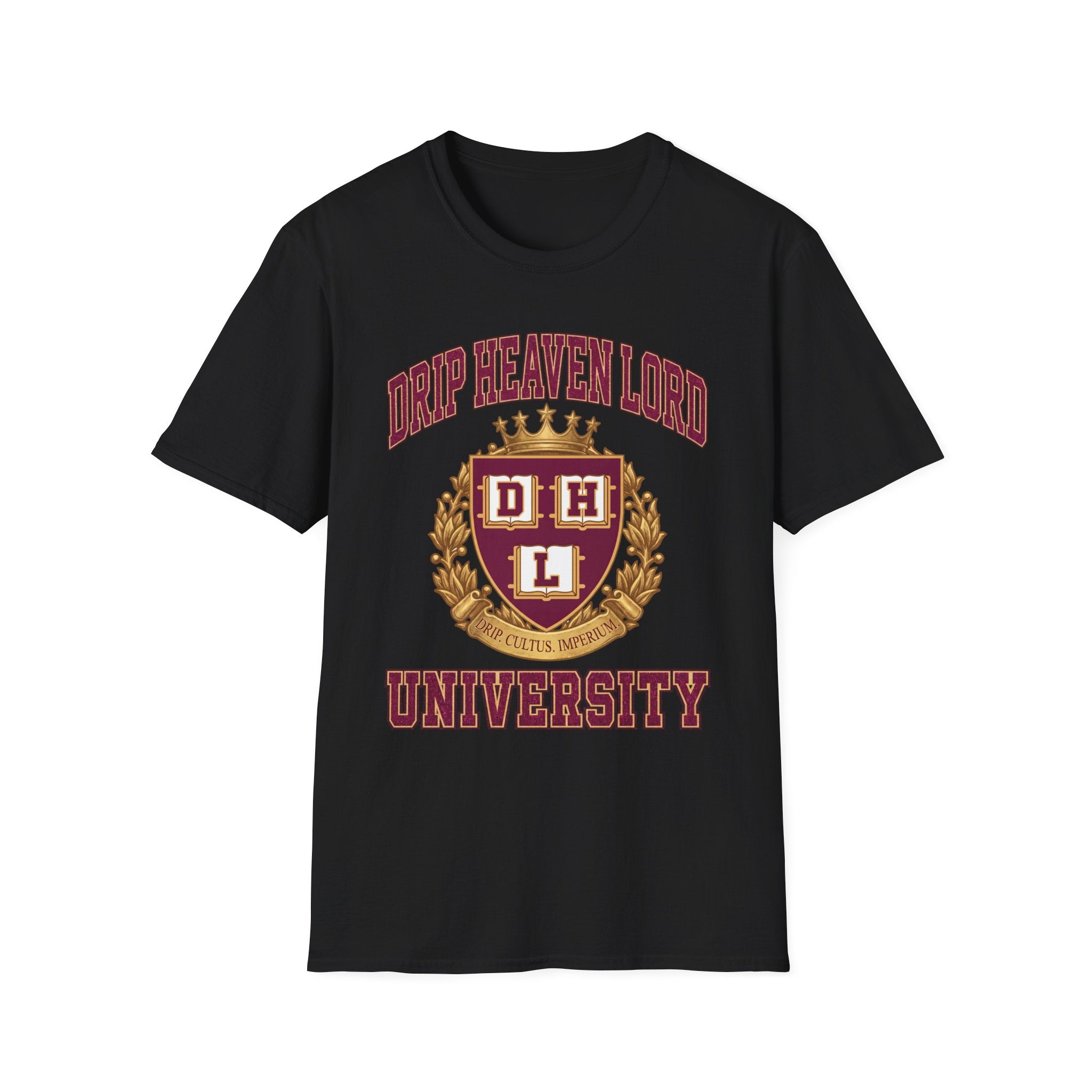 Drip Heaven Lord University T‑Shirt — Collegiate Crest Logo