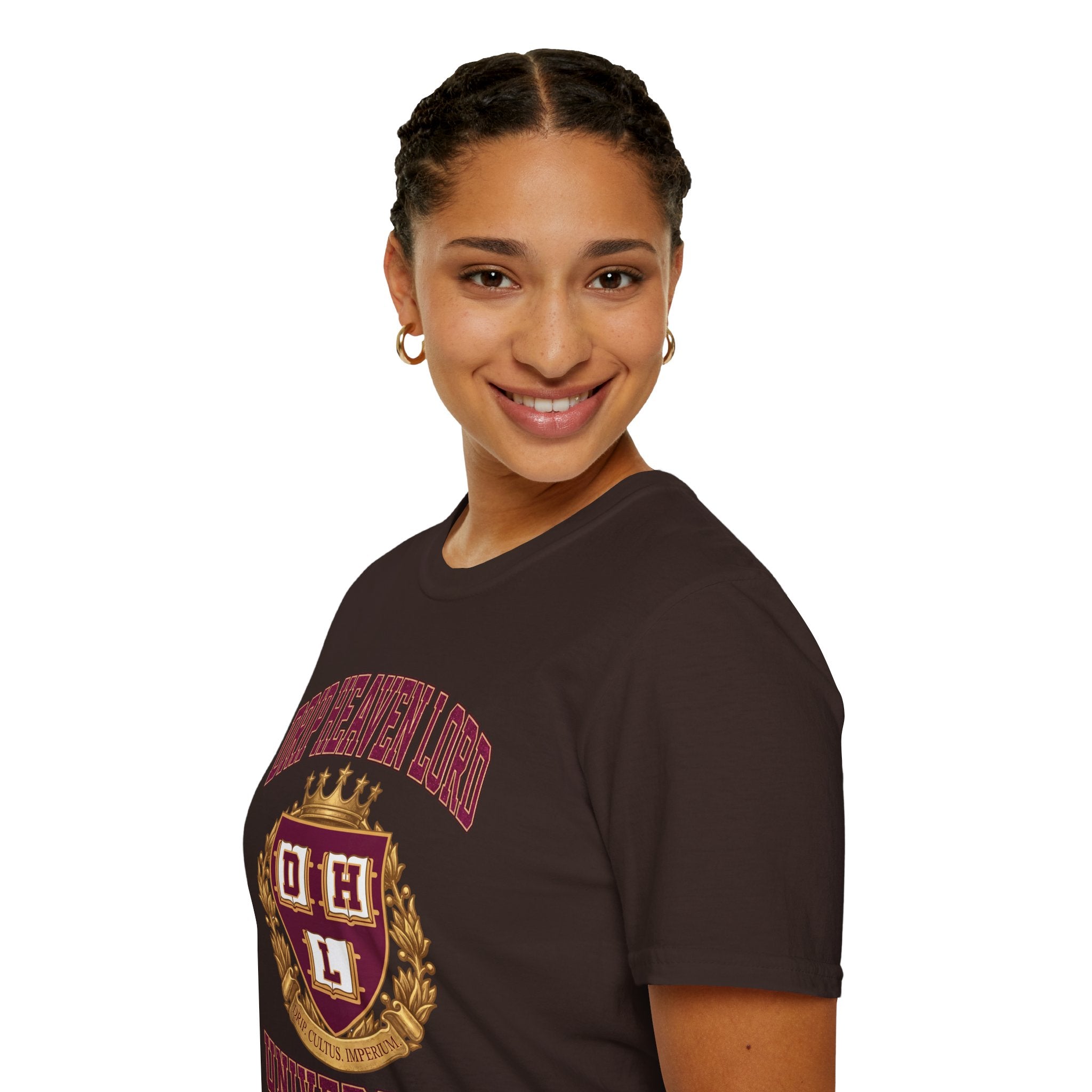 Drip Heaven Lord University T‑Shirt — Collegiate Crest Logo