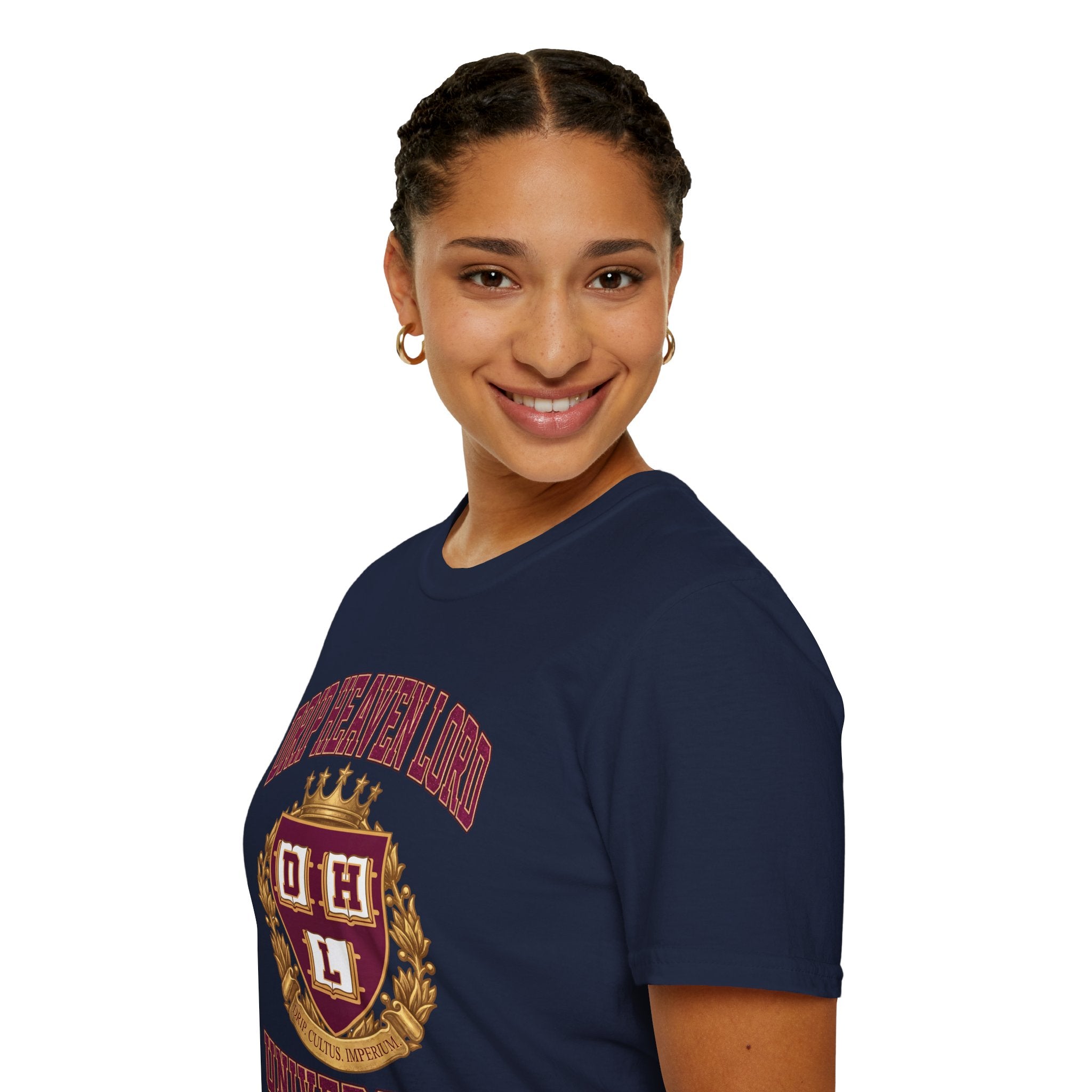 Drip Heaven Lord University T‑Shirt — Collegiate Crest Logo