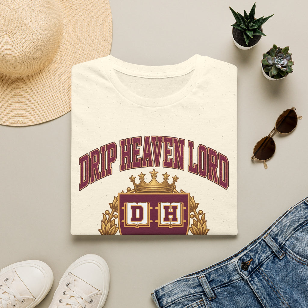 Drip Heaven Lord University T‑Shirt — Collegiate Crest Logo