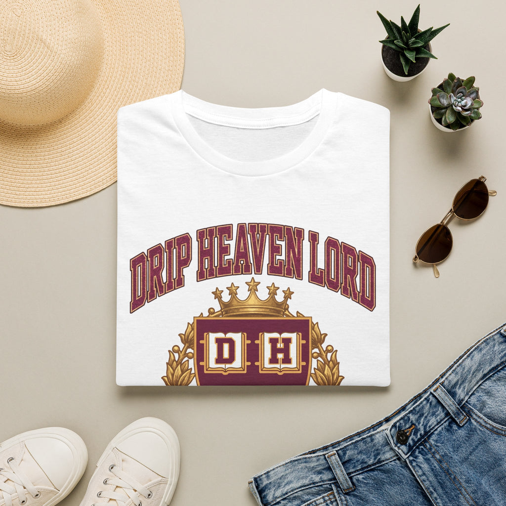 Drip Heaven Lord University T‑Shirt — Collegiate Crest Logo