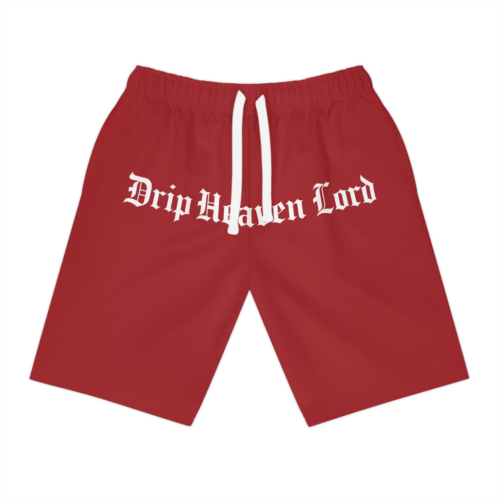 Drip Heaven Lord – Gothic Script Men’s Performance Athletic Shorts (Red)